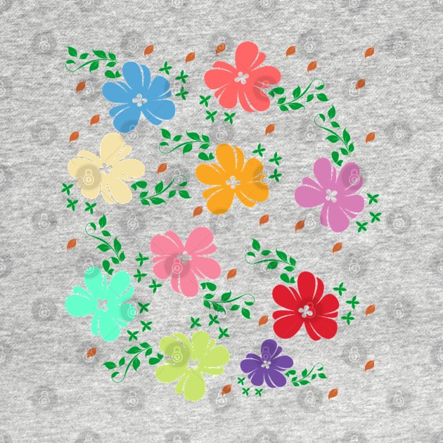 Floral Line Art Pattern Drawing by Alex